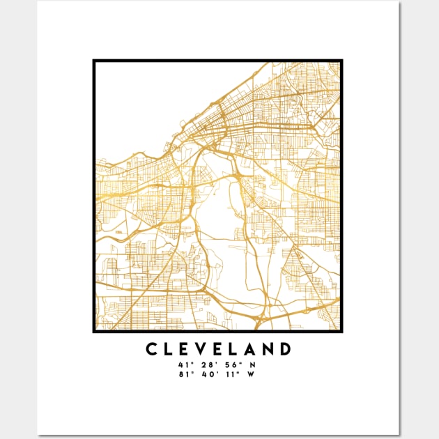 CLEVELAND OHIO CITY STREET MAP ART Wall Art by deificusArt